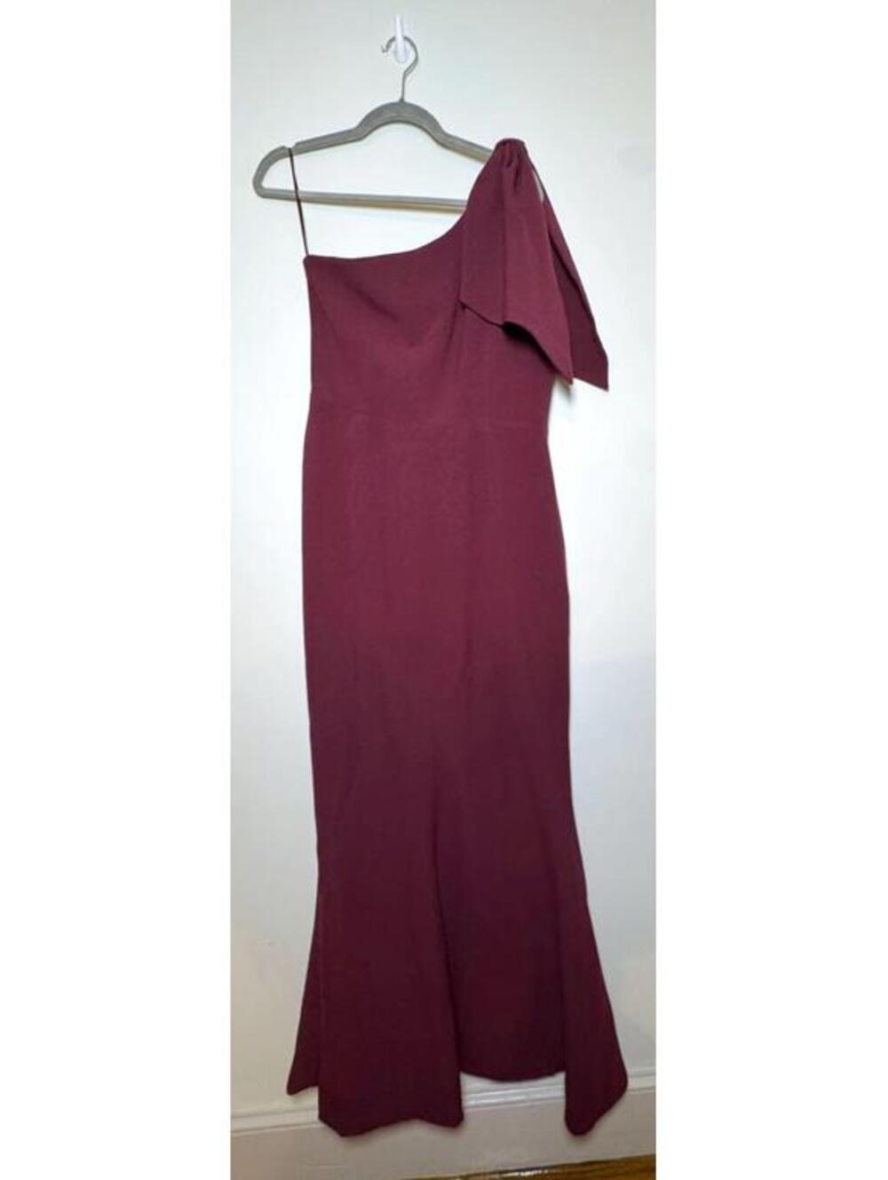 Dress The Population - Georgina One-Shoulder Gown Dark Magenta – Large - Picture 4 of 9